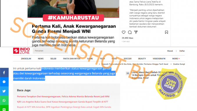 [HOAKS atau FAKTA]: Pertama Kali Indonesia Berikan Status Kewarganegaraan Ganda