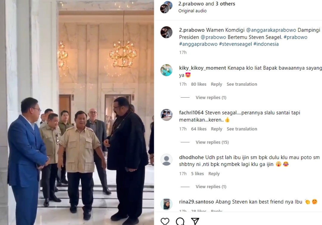 Prabowo Tak Sengaja Berjumpa Aktor Laga Steven Seagal, Katanya Teman Lama 