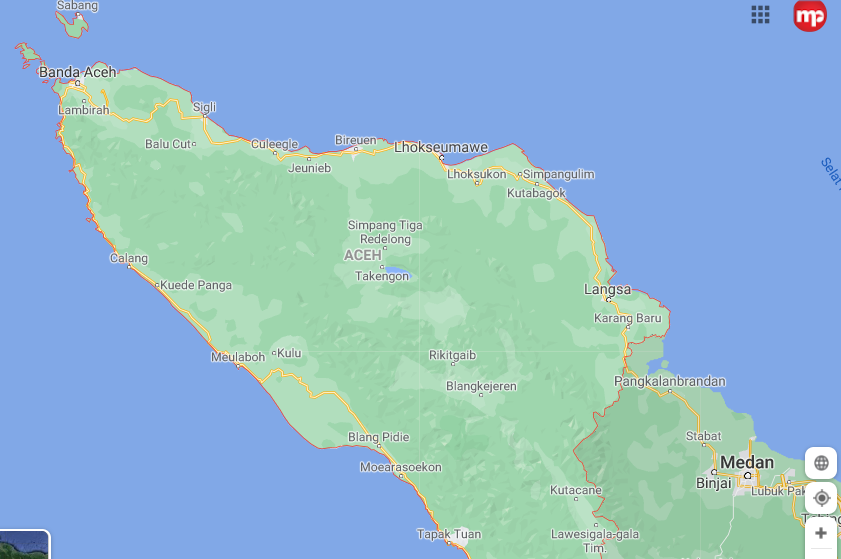 Peta Aceh. (Foto: Tangkapan Layar)