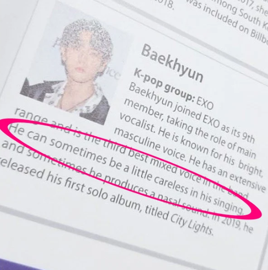 Baekhyun muncul di buku pelajaran