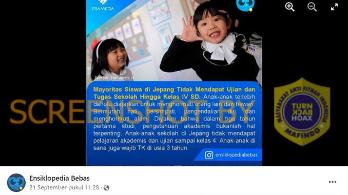 [Hoaks atau Fakta]: Anak di Jepang Bebas Tugas Sekolah Hingga Kelas IV SD