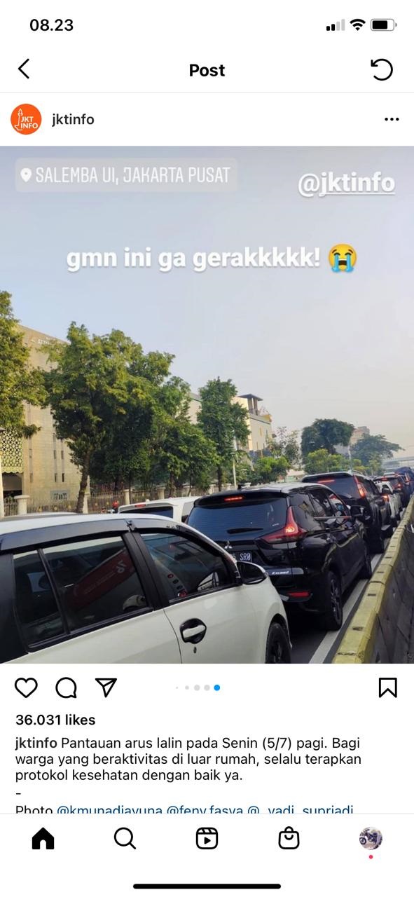 Macet Salemba saat PPKM. (Foto: Tangkapan Layar)