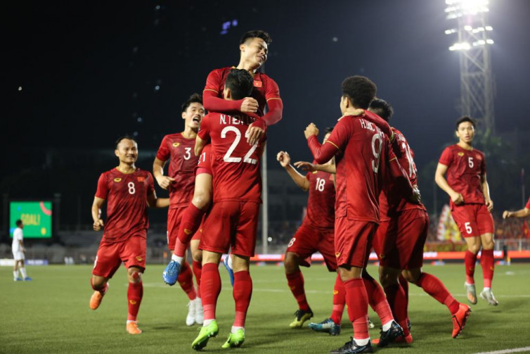 Selebrasi Timnas Vietnam U-23. (VFF)