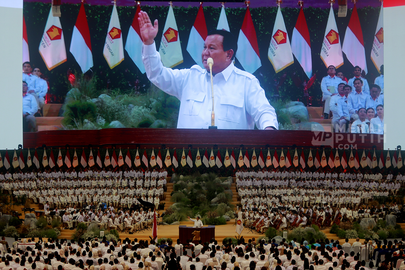 Prabowo Subianto Pimpin Apel Kader & Rapimnas Partai Gerindra di Indonesia Arena