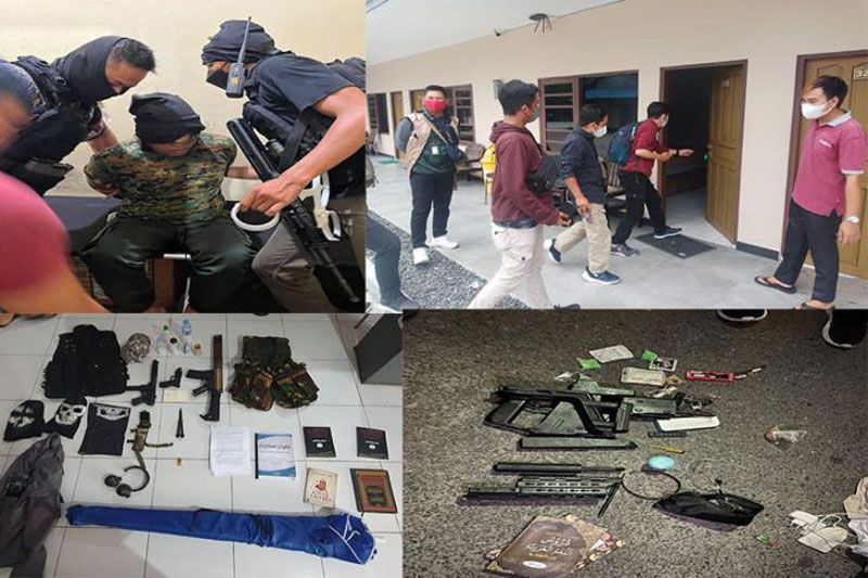 Dokumentasi penangkapan terduga teroris dan sejumlah barang bukti yang disita Densus 88 dibantu personel Polda Kalteng. ANTARA/HO-Polda Kalimantan Tengah