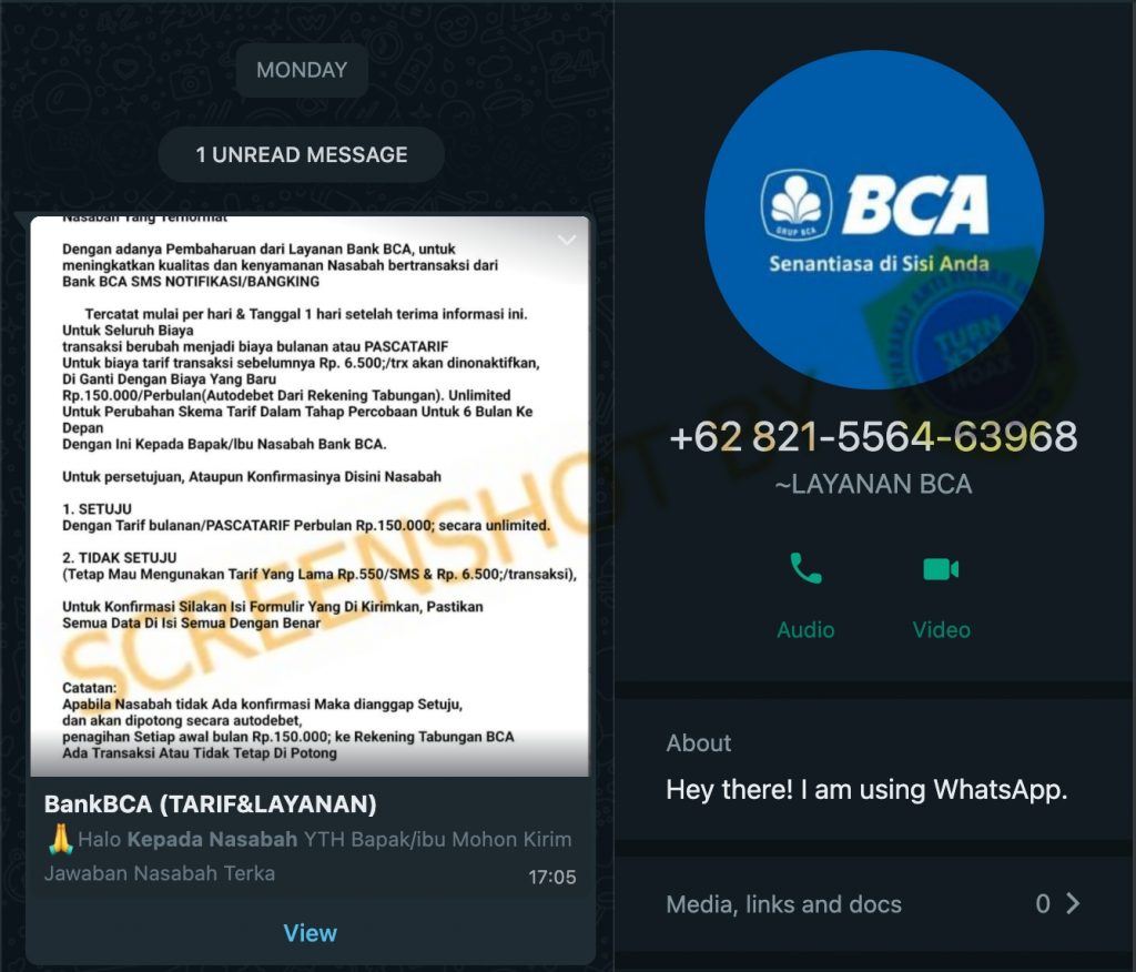 [HOAKS Atau FAKTA]: Biaya Transfer BCA Jadi Rp 150 Ribu Per Bulan
