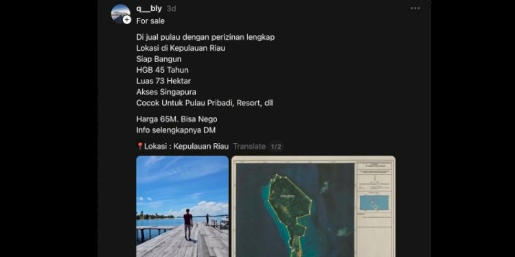 Viral Iklan Pulau Katang Lingga Dijual Rp 65 Miliar, Isu Sensitif di Perbatasan NKRI