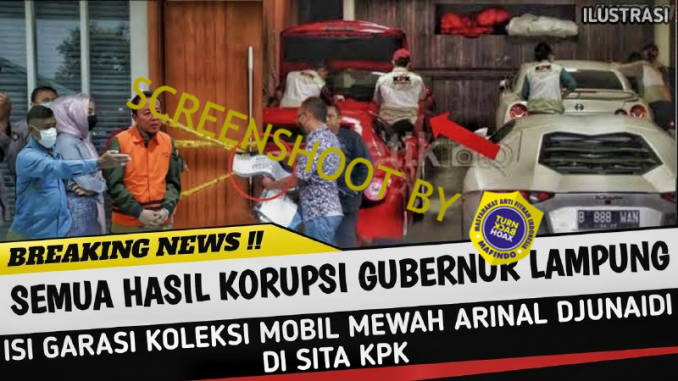[HOAKS atau FAKTA]: Koleksi Mobil Sport Gubernur Lampung disita KPK