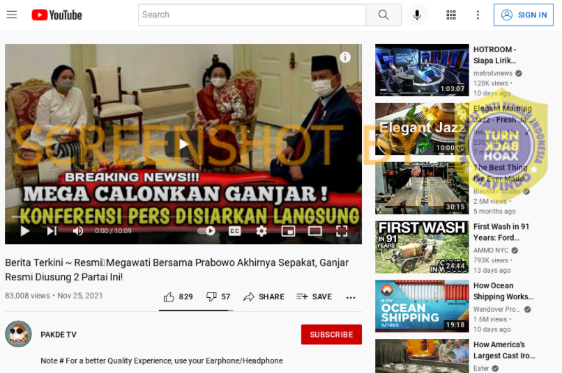 Tangkapan layar hoaks.