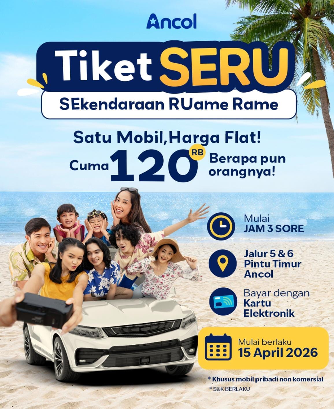 Masuk Ancol Satu Mobil Beramai-Ramai Kena Harga Flat Rp 120 Ribu