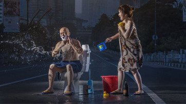 Memanfaatkan sepi jalan di Jakarta, komunitas fotografi membuat karya foto unik