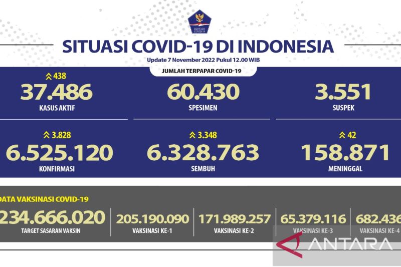 Positif COVID-19 di Indonesia Bertambah 3.828 Kasus