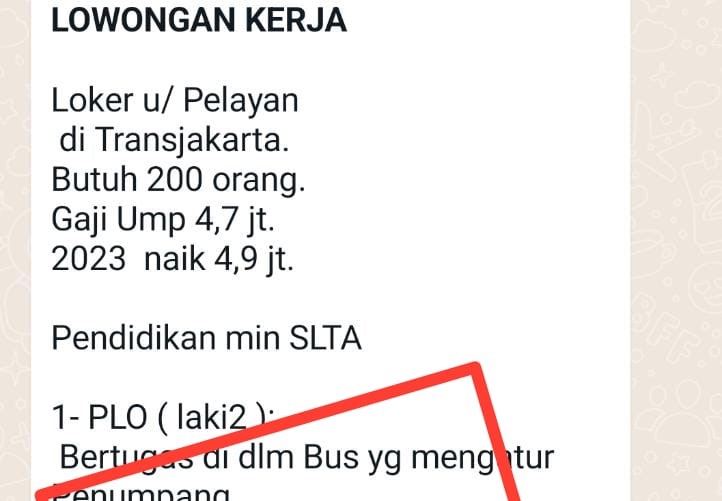 [HOAKS atau FAKTA]: PT TransJakarta Buka Lowongan Pekerjaan