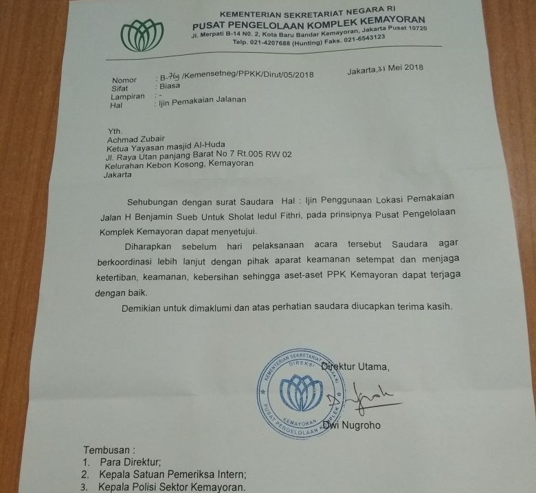Surat persetujuan dari PPKK