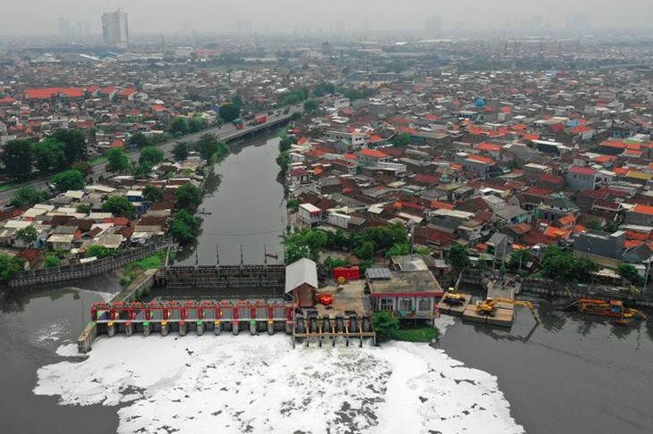Rumah Pompa Morokrembangan, Kota Surabaya, Jatim. (Foto: Antara)
