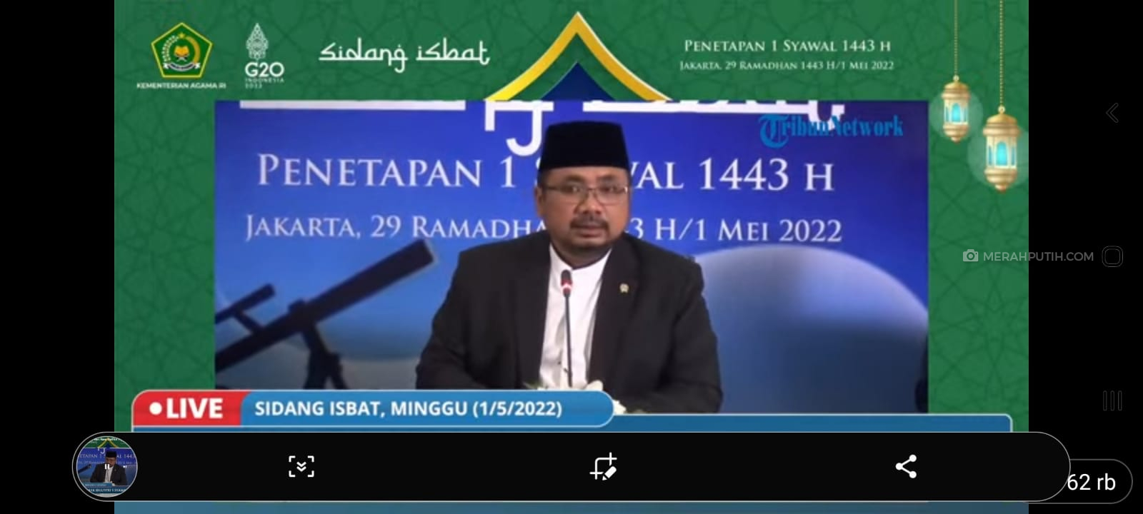 Idul Fitri 2022 Jatuh pada Esok Hari 2 Mei