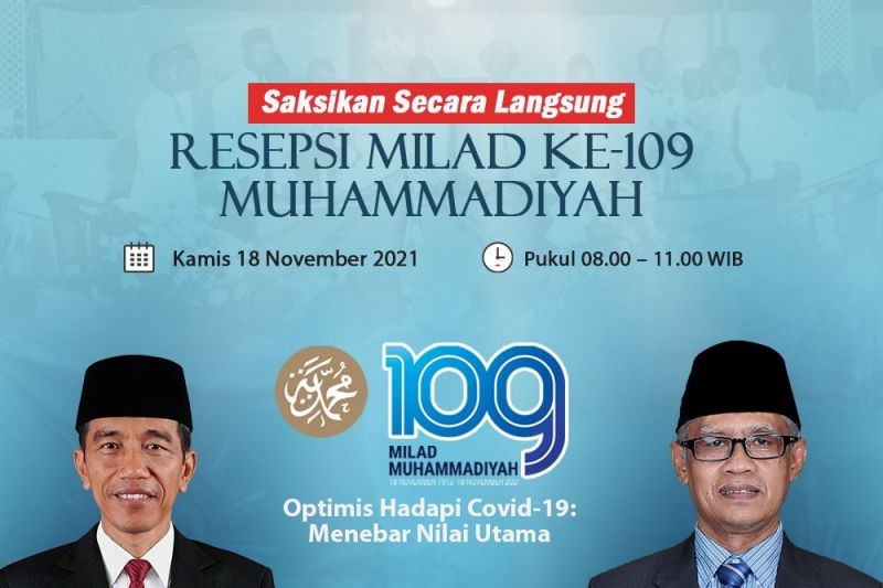 Informasi pelaksanaan milad ke-109 Muhammadiyah yang akan dihadiri Presiden Joko Widodo pada Kamis. (ANTARA/HO-Muhammadiyah)