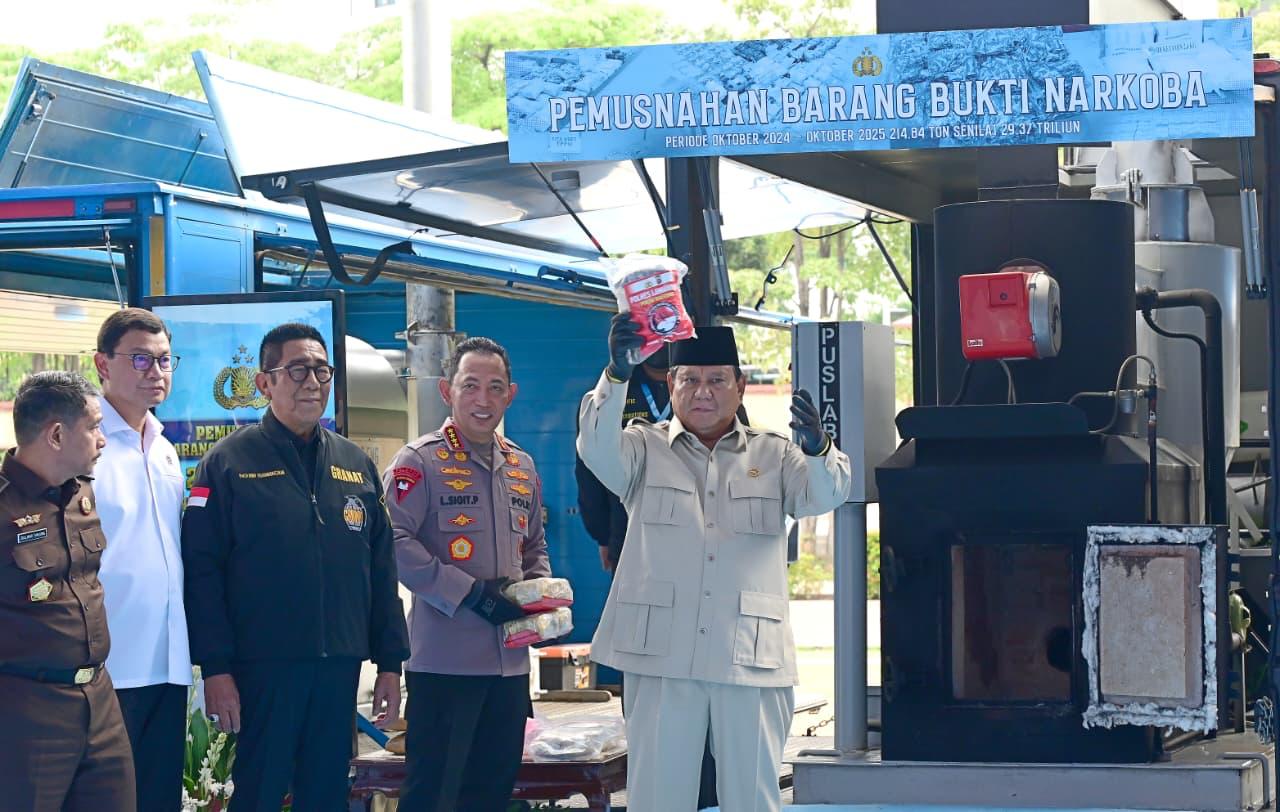 Momen Presiden Prabowo Subianto Pimpin Pemusnahan Narkoba 214,84 Ton di Jakarta