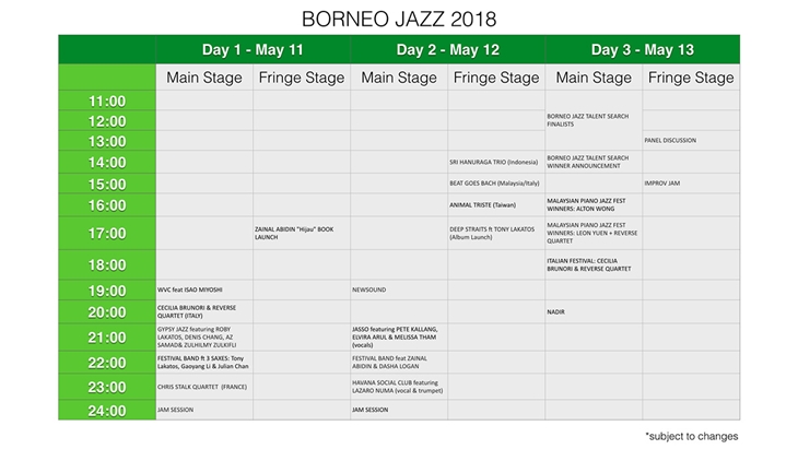 Jadwal Borneo Jazz Festival (Sumber/Borneo Jazz Festival)