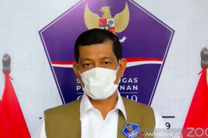 Kepala Satuan Tugas (Satgas) Penanganan COVID-19 Doni Monardo berbicara dalam konferensi pers di Jakarta, Sabtu (20/2/2021). (ANTARA/Katriana)