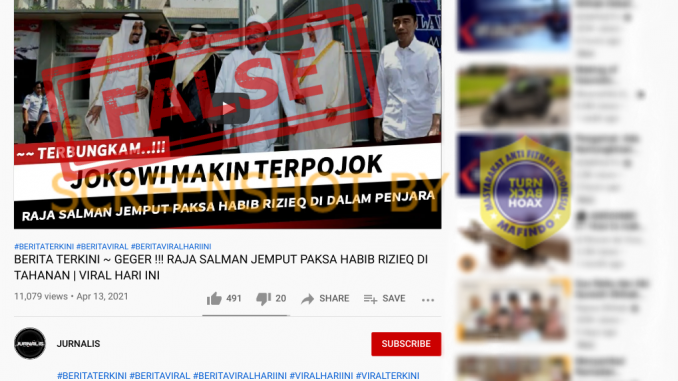 Tangkapan layar hoaks terkait raja salman. (Mafindo)