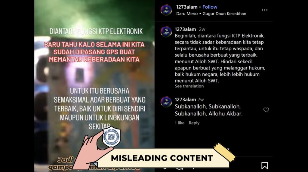 [HOAKS atau FAKTA] : KTP Elektronik Dipasangi GPS untuk Pantau Keberadaan Rakyat