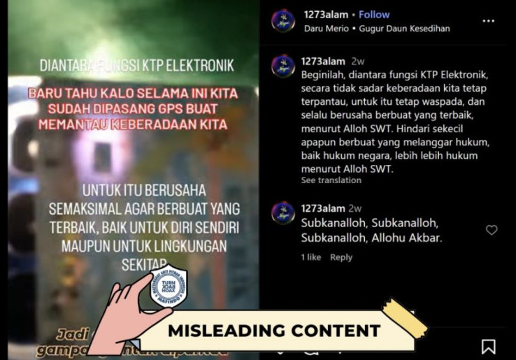 [HOAKS atau FAKTA] : KTP Elektronik Dipasangi GPS untuk Pantau Keberadaan Rakyat