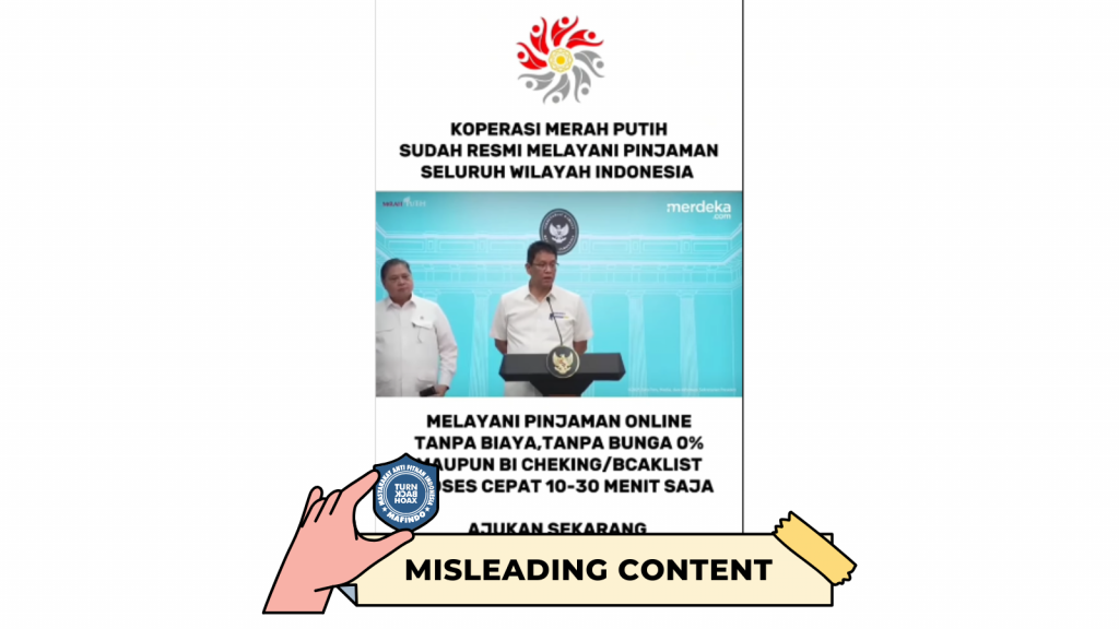 [HOAKS atau FAKTA]: Menkeu Purbaya Luncurkan Kebijakan Pinjaman Online Koperasi Merah Putih, Tanpa Bunga dengan Proses Hanya 10 Menit