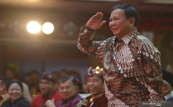 Prabowo saat menghadiri Kongres V PDIP di Bali