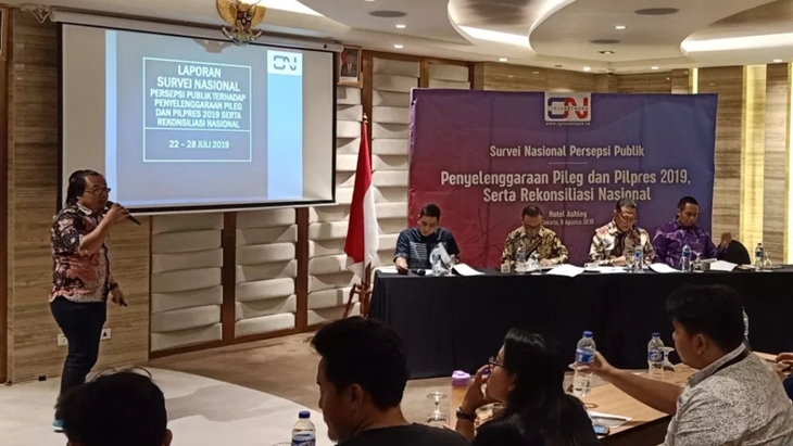 Lembaga survei Cyrus Network merilis hasil penelitian. (MP/Kanugrahan)