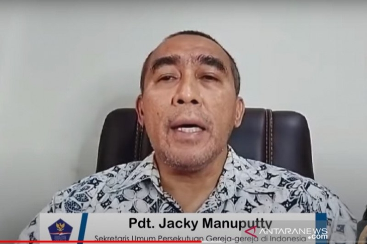Tangkapan layar Sekum PGI Pendeta Jacky Manuputty dalam diskusi online Gugus Tugas Percepatan Penanganan COVID-19 di Jakarta, Jumat (19/6/2020) (ANTARA/Prisca Triferna)