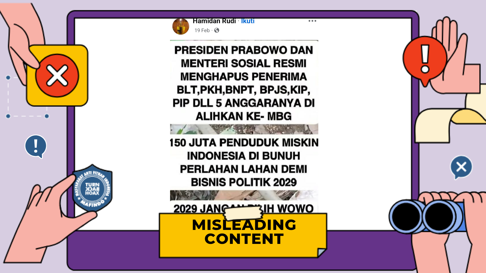[HOAKS atau FAKTA]: Prabowo Hapus Program Bansos, Anggarannya Diganti untuk Program MBG