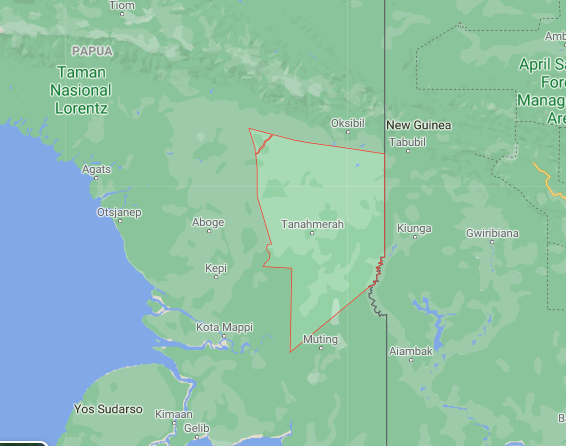 Peta Boven Digoel (Tangkapan Layar Google Map)