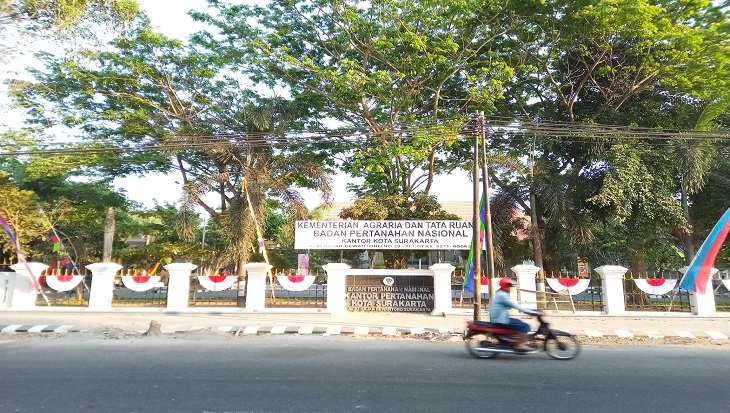 Kantor BPN Surakarta di Jalan KH. Dewantoro, Kelurahan Jebres, Solo, Jawa Tengah, Jumat (30/8). (MP/Ismail)