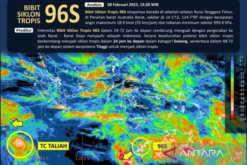  Siklon Tropis 96S Menggila, Angin di Bali Tembus 74 Km/Jam