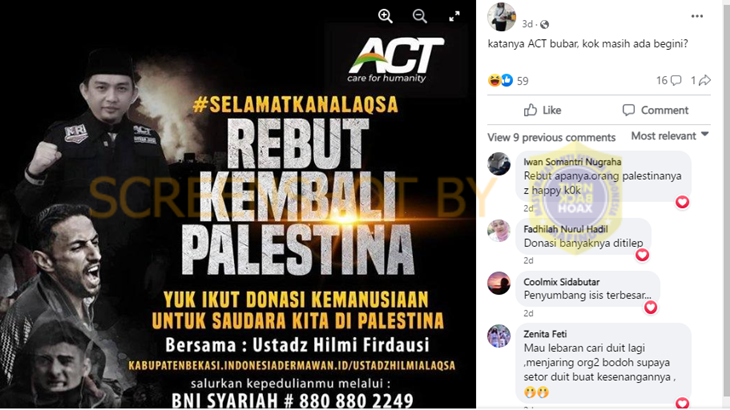 [HOAKS atau FAKTA]: ACT Minta Donasi untuk Bantu Palestina