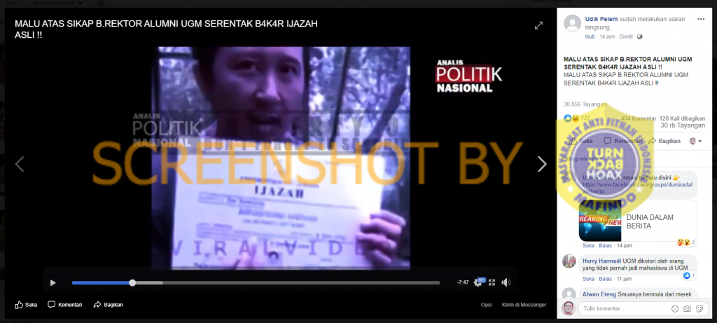 [HOAKS atau FAKTA]: Alumni UGM Serentak Bakar Ijazah