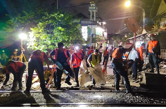 Penutupan perlintasan sebidang kereta. (Foto: PT KAI).