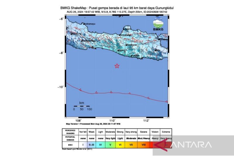 Gempa 5,8 Magnitudo Mengguncang Gunung Kidul