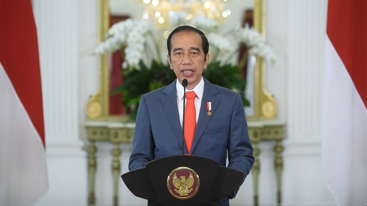 Presiden Jokowi memberikan sambutan virtual dalam Konferensi Tingkat Tinggi Climate Adaptation Summit (KTT CAS) 2021, Senin (25/01/2021). (Foto: Biro Pers Setpres)