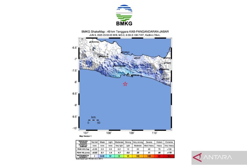 Gempa Magnitudo 5 di Pangandaran Akibat Aktivitas Deformasi Batuan di Dalam Lempeng