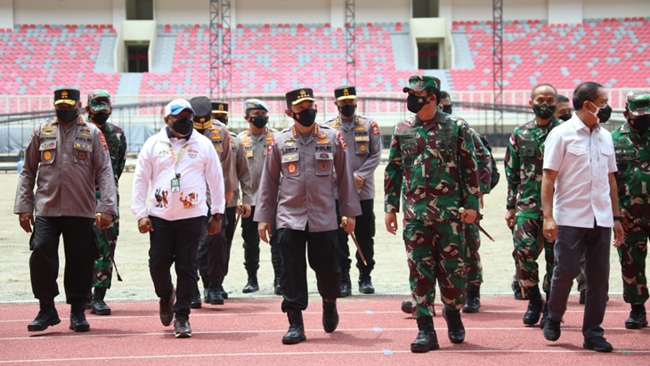 Pastikan PON Papua Layak Digelar, Kapolri-Panglima TNI Sidak ke Stadion Lukas Enembe