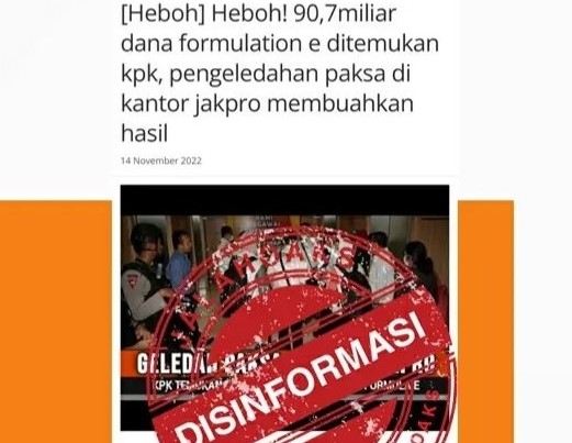 [HOAKS atau FAKTA]: KPK Temukan Uang Rp 90 Miliar di Kantor JakPro Terkait Formula E