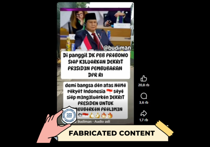 [HOAKS atau FAKTA]: Prabowo Siapkan Dekrit untuk Membubarkan DPR