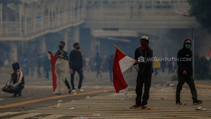 Demo menolak UU Cipta Kerja di Jakarta, Kamis (9/10), (Foto: MP/Rizki Fitrianto)