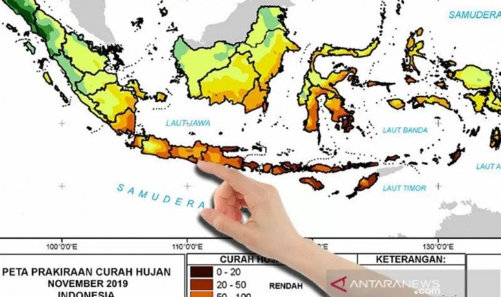 ILUSTRASI: Prakiraan curah hujan di kota Yogyakarta menurut Badan Meteorologi, Klimatologi, dan Geofisika (BMKG). (ANTARA/Ardika/am)