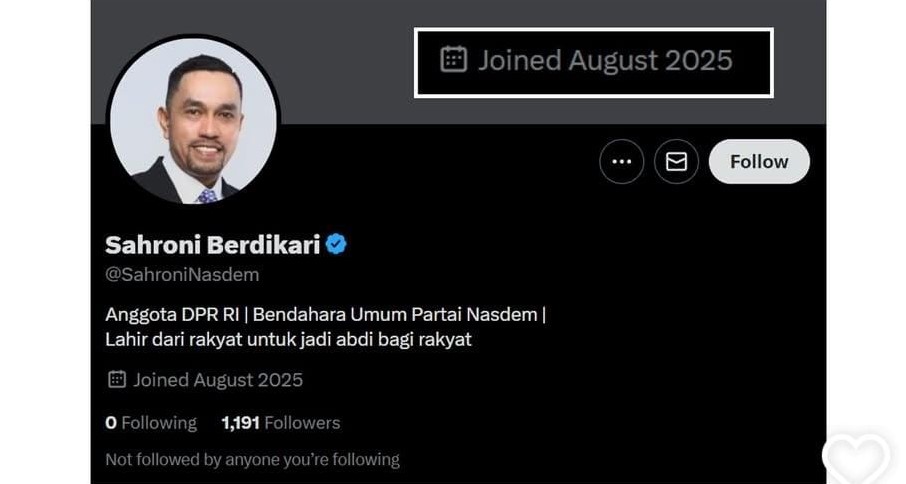 Akun X ‘Sahroni Berdikari’ Palsu, Partai NasDem Siap Ambil Langkah Hukum