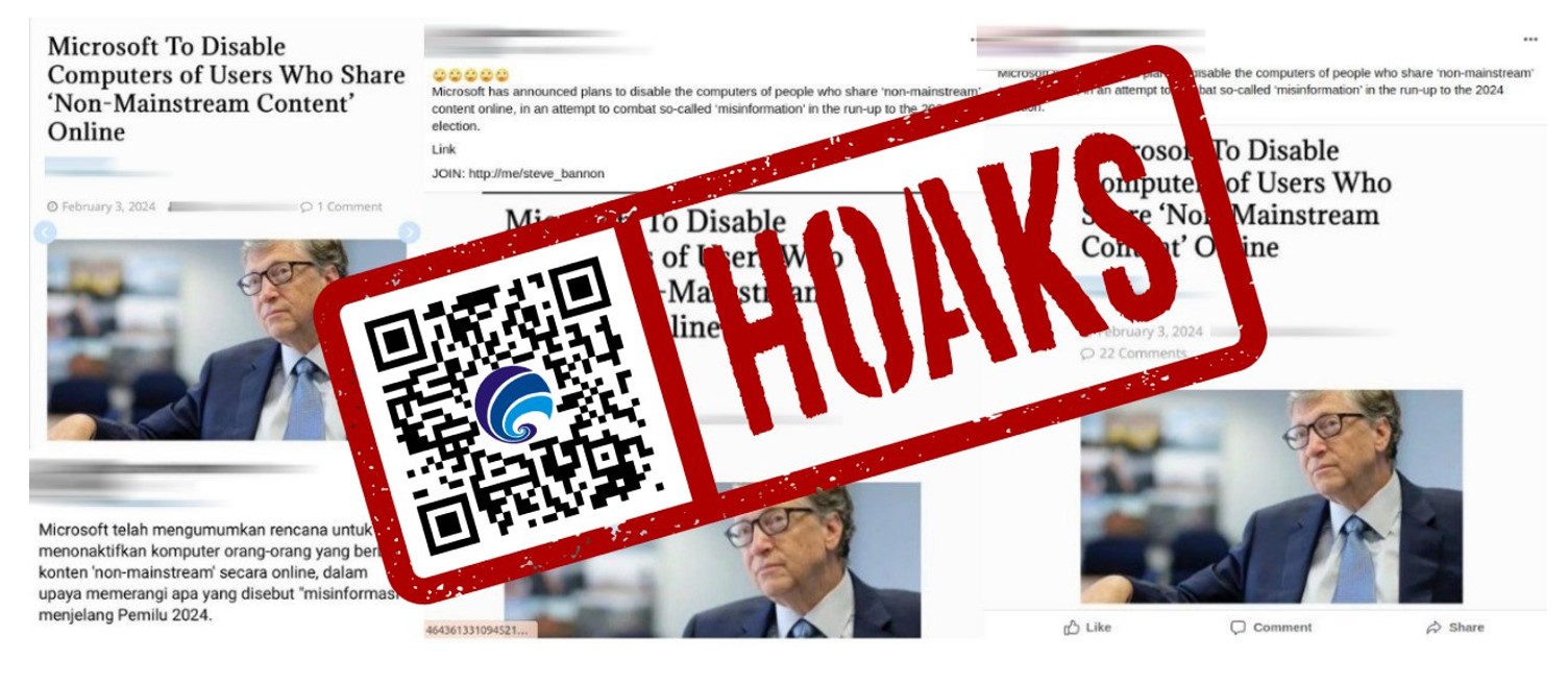 [HOAKS atau FAKTA]: Microsoft nonaktifkan komputer yang Kerap Menyebar Konten Antimainstream