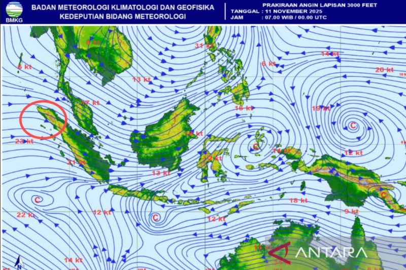 Fenomena Shearline Picu Hujan Lebat Disertai Petir di Pantai Barat Selatan Aceh, Waspada Bencana Hidrometeorologi