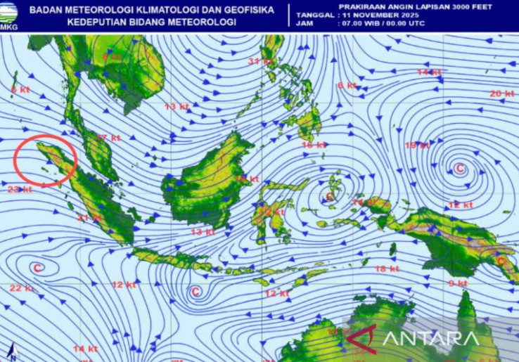 Fenomena Shearline Picu Hujan Lebat Disertai Petir di Pantai Barat Selatan Aceh, Waspada Bencana Hidrometeorologi
